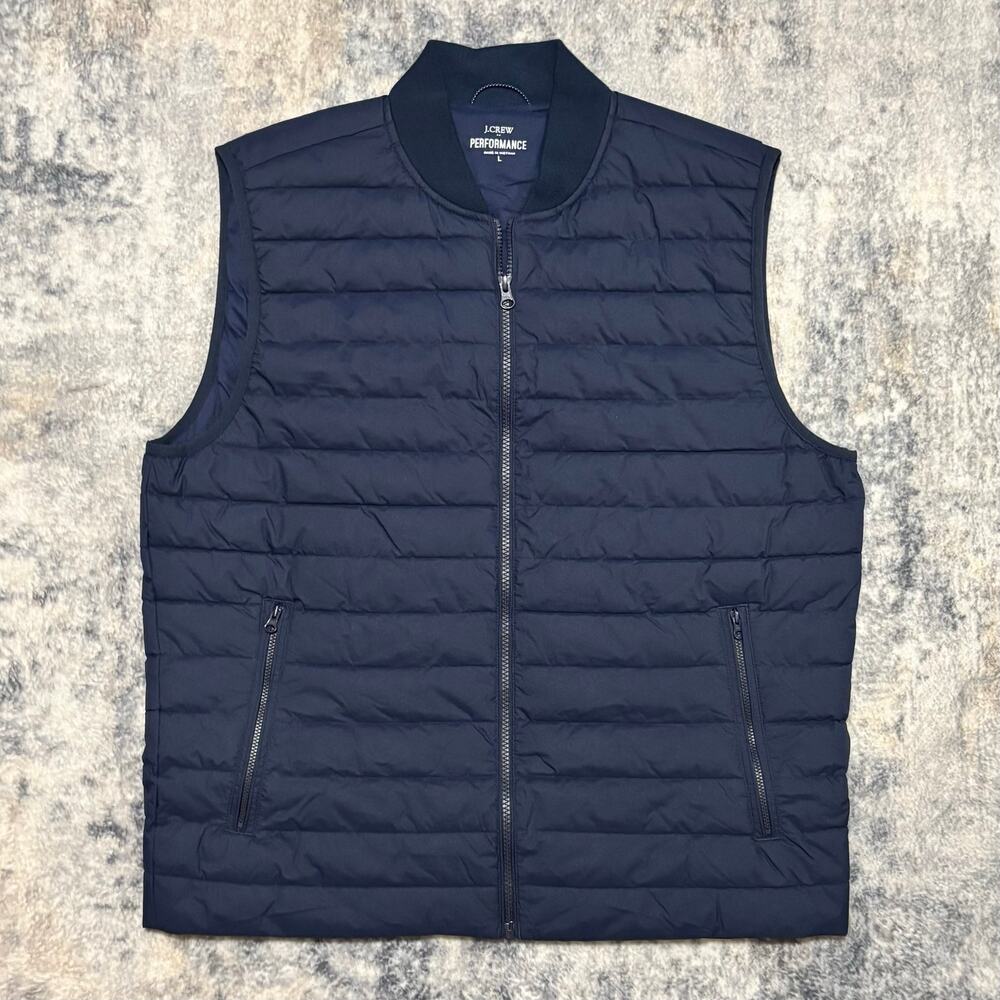 J.Crew Performance Men's Navy Blue Full-Zip Puffer Vest Size Large
